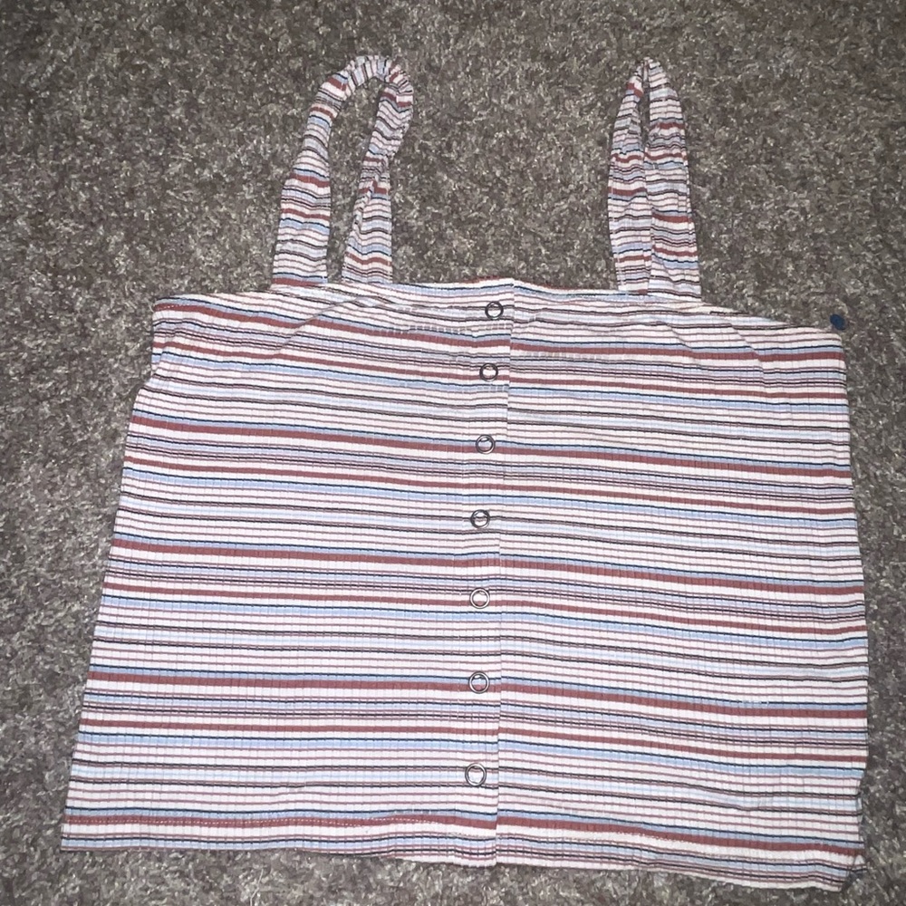 American Eagle Soft & Sexy Red, White & Blue Ribbed Crop Tank